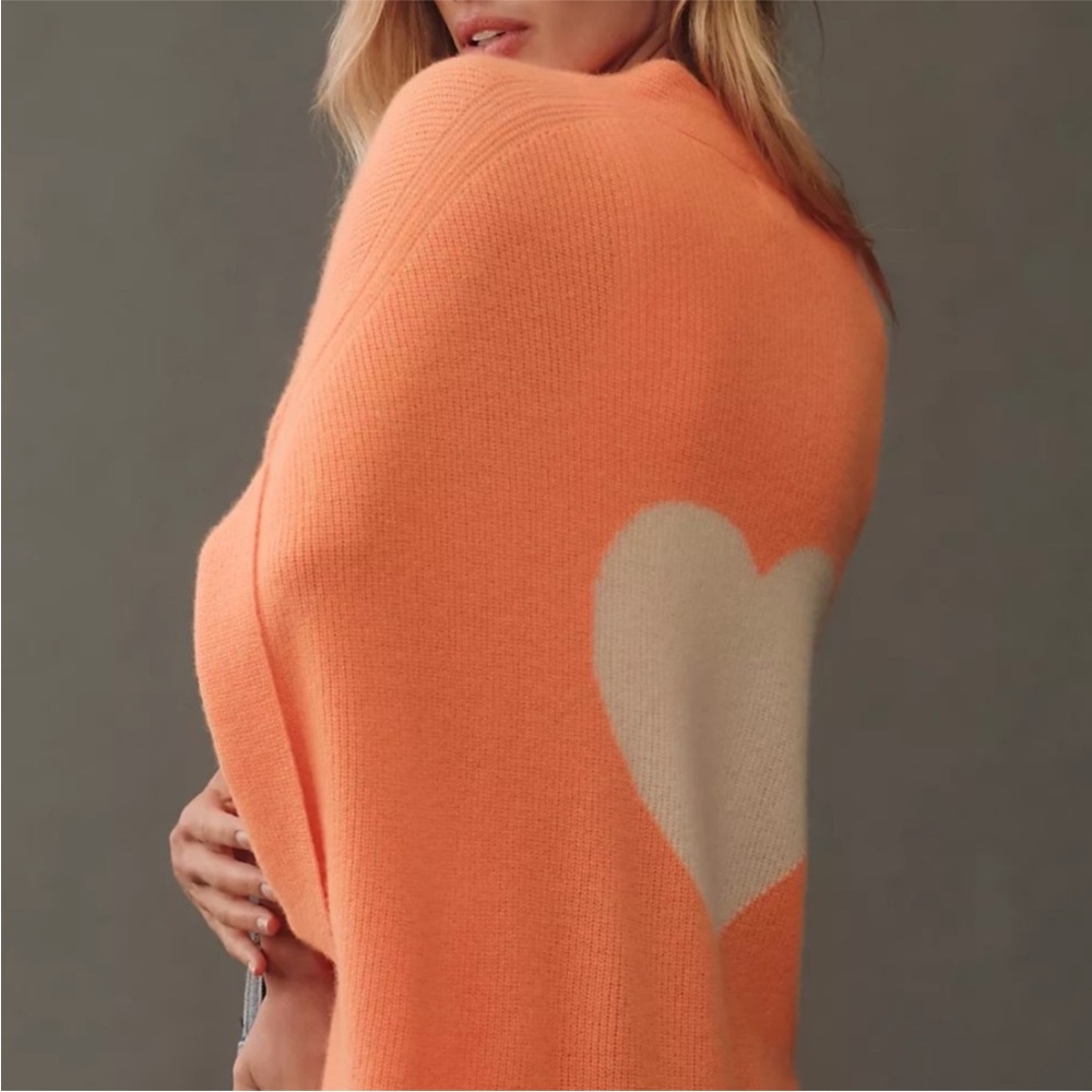 Anthropologie Pilcro Orange Heart Sweater cashmere - Picture 2 of 4